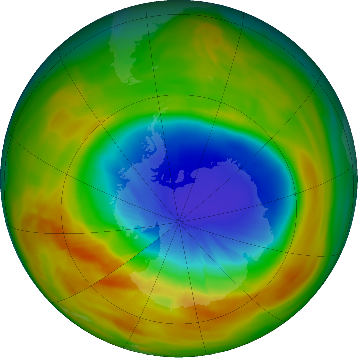 Antarctic ozone map for 27 September 2019